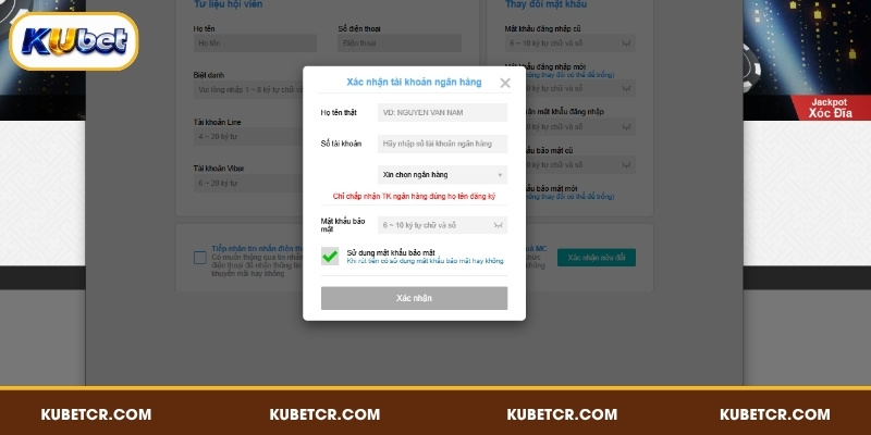 Rút Tiền KUBET Nhanh Chóng Chỉ 10-30 Phút Về Tài Khoản 3 Đăng nhập KUBET và liên kết tài khoản ngân hàng chính chủ