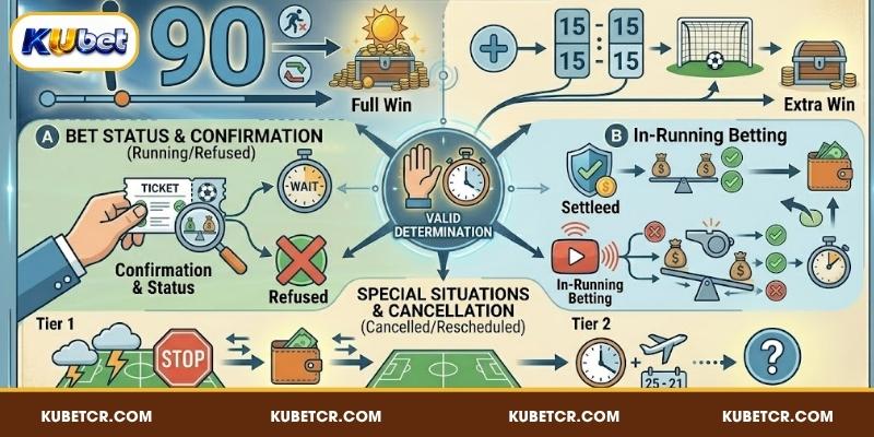 Luật cá độ bóng đá đối với thời gian cược hợp lệ tại KUBET