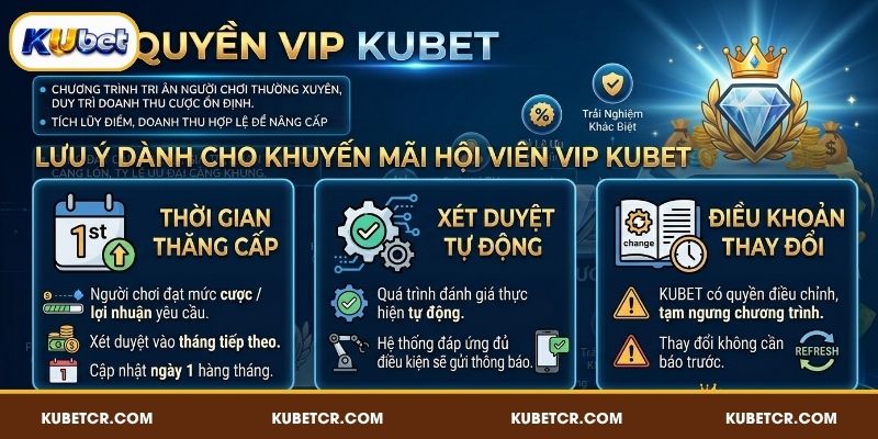 Đặc Quyền VIP KUBET - Thăng Cấp Cao, Thưởng Càng Mê 4 Lưu ý dành cho khuyến mãi hội viên VIP